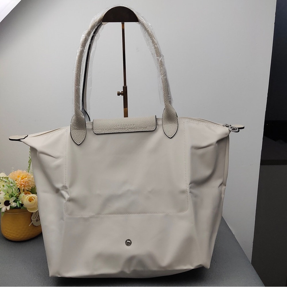 NWT Longchamp Le Pliage Original Large Shoulder Nylon Bag Tote IN OFF WHITE - Picture 4 of 11